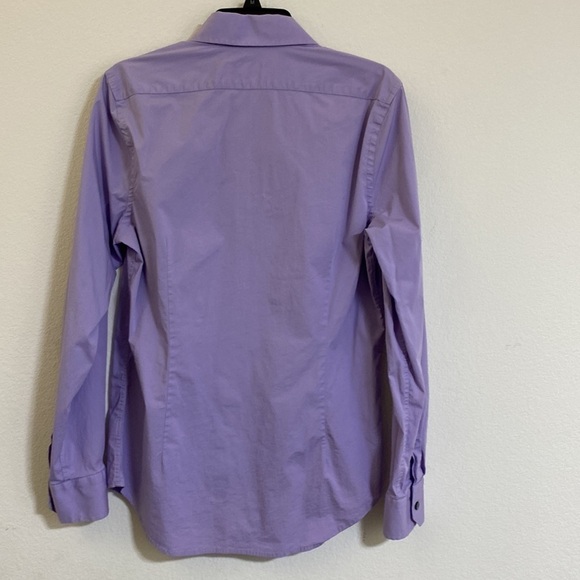 Express Men's Medium Long Sleeve Button Lavender Fitted Shirt with Stretch - Picture 5 of 9